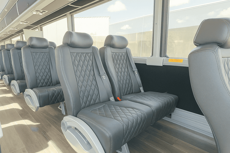 interior of Houston Minibus Company charter bus