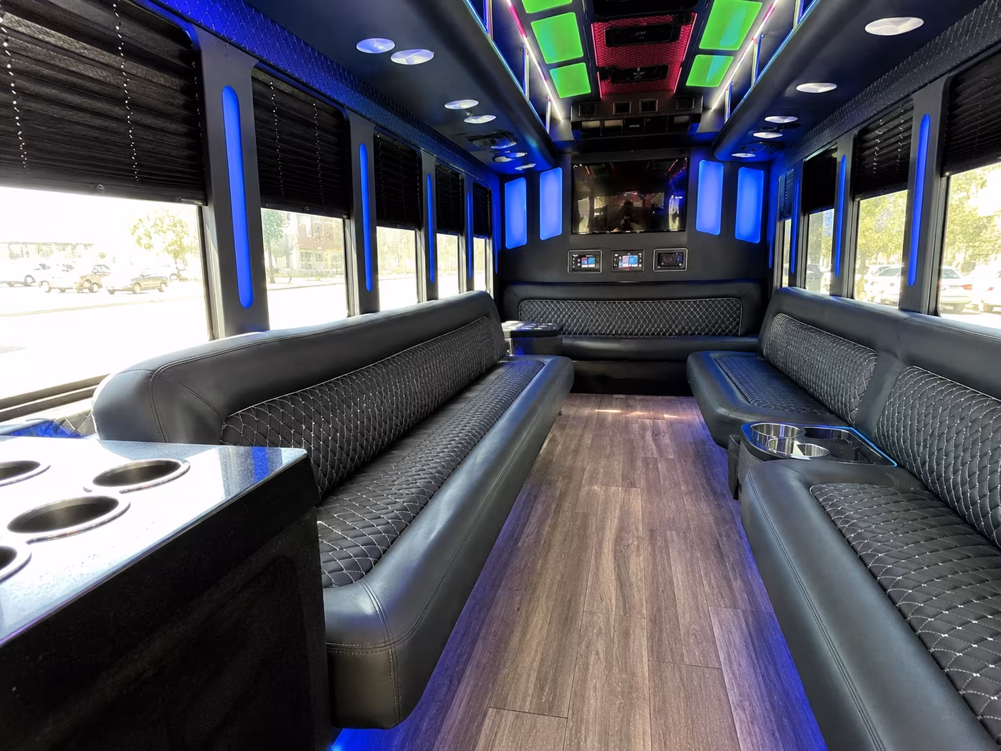 houston 15 passenger party bus inside