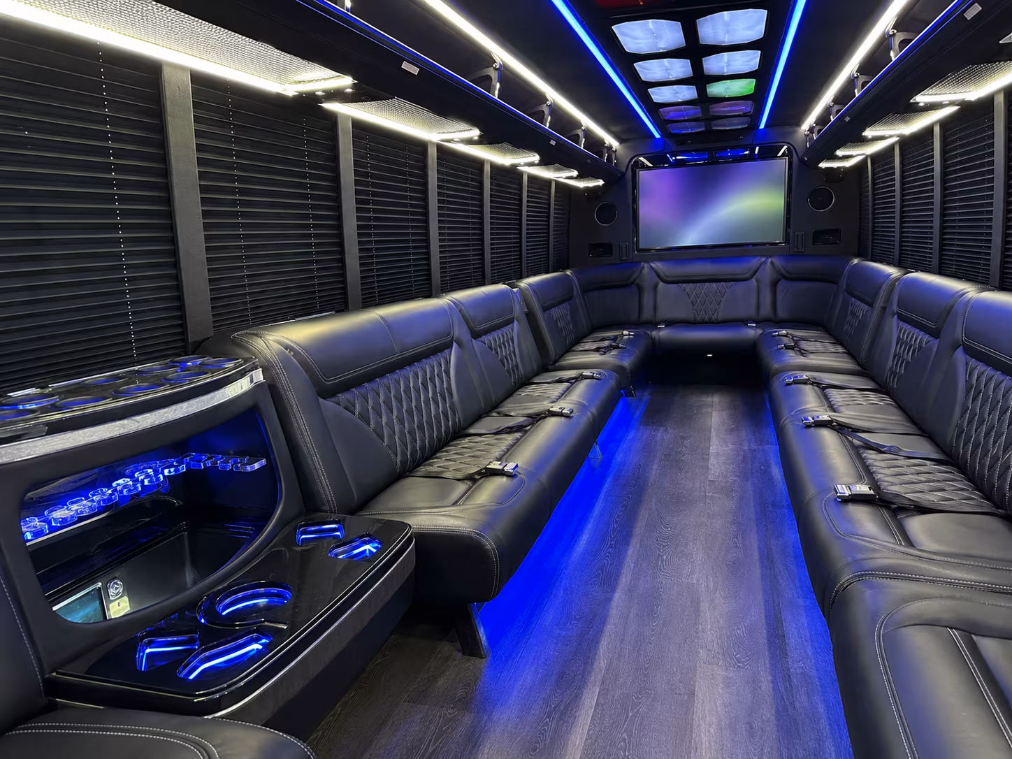 houston 20 passenger party bus inside
