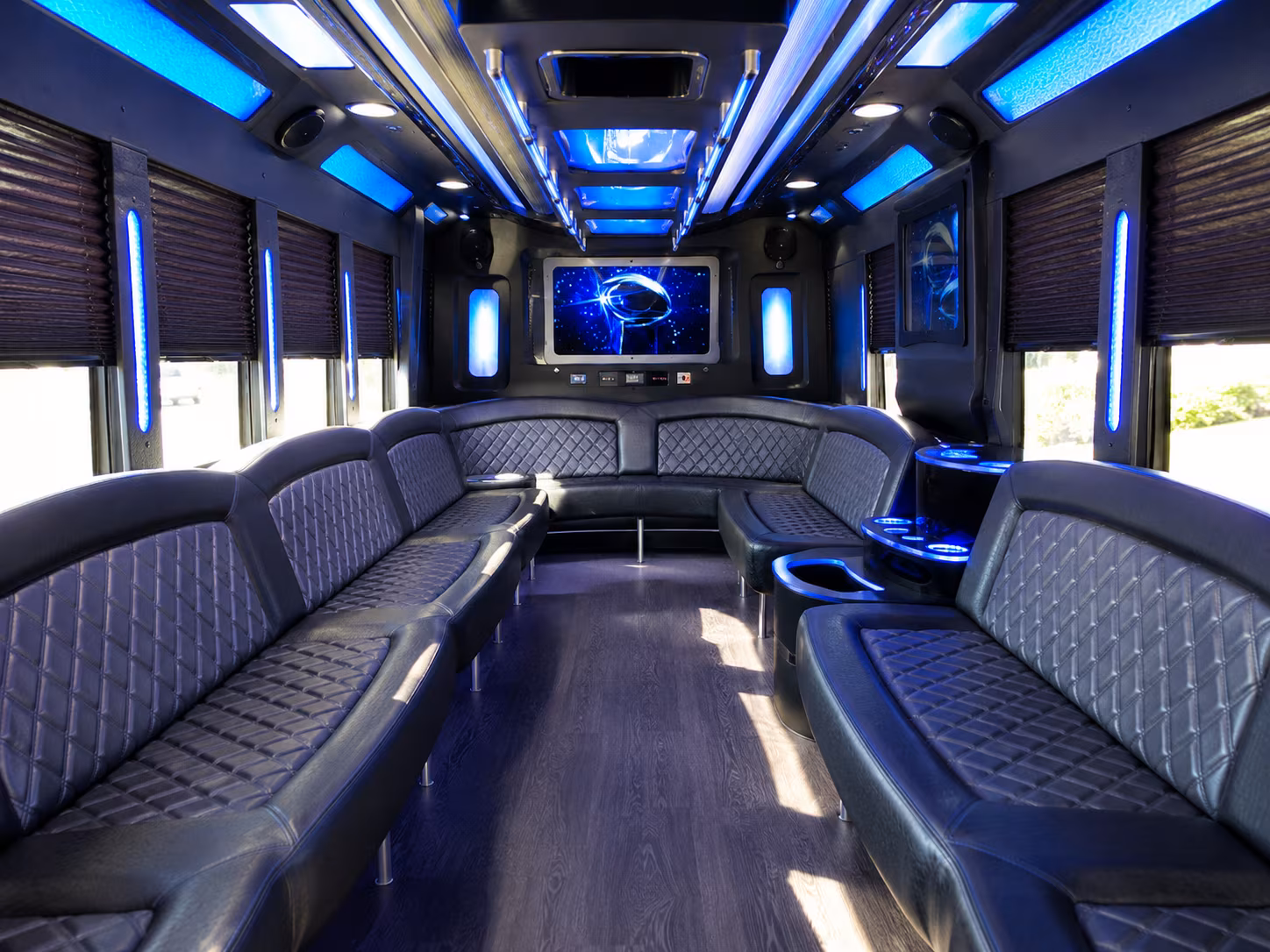 houston 28 passenger party bus inside