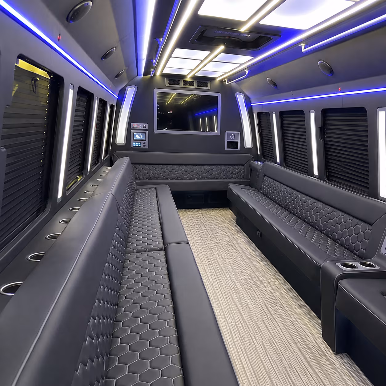 houston 40 passenger party bus inside