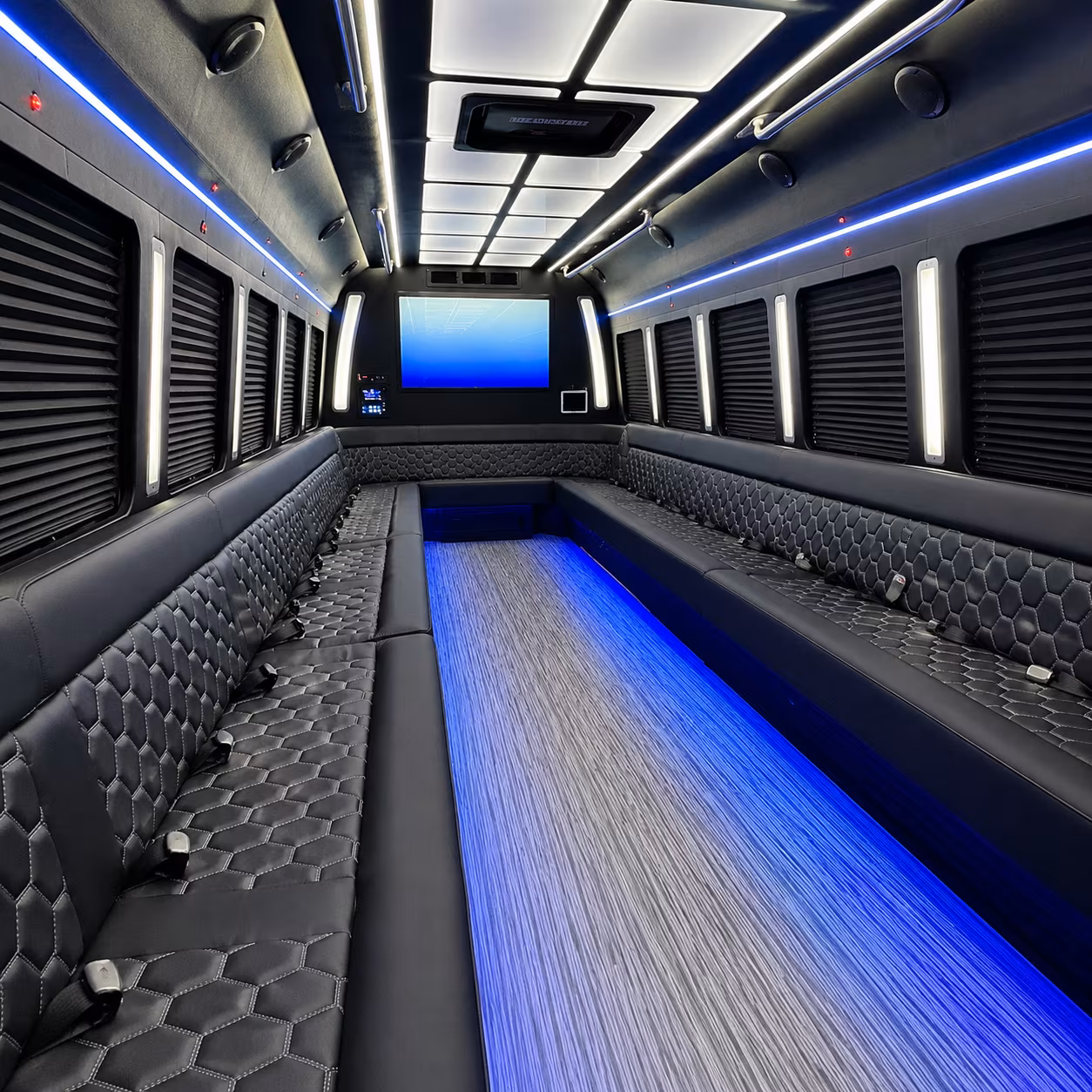 houston 50 passenger party bus inside